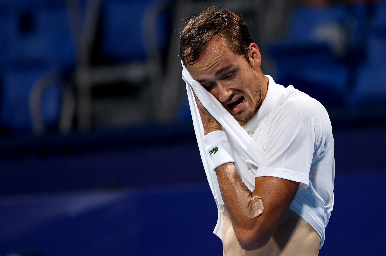 Russia's Daniil Medvedev reacts during his Tokyo 2020 Olympics quarterfinal match against Spain's Pablo Carreno at the Ariake Tennis Park, Tokyo, Japan, July 29, 2021. (Reuters Photo)