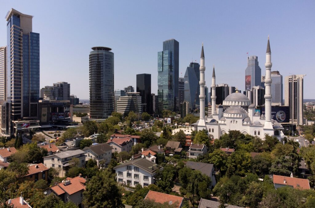 A drone view shows the business and financial area of Levent, which comprises banks' headquarters and popular shopping malls, Istanbul, Türkiye, July 22, 2024. (Reuters Photo)