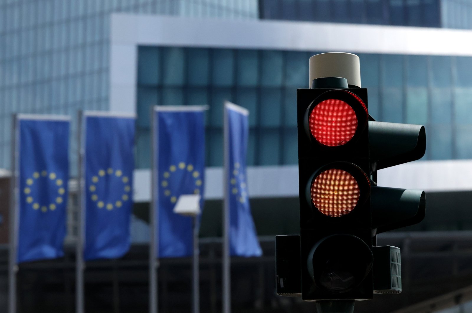 An exterior view of the European Central Bank (ECB) before a news conference following the meeting of the ECB Governing Council in Frankfurt am Main, Germany, July 18, 2024. (EPA Photo)