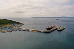 An aerial view shows the crude oil terminal Kozmino on the shore of Nakhodka Bay near the port city of Nakhodka, Russia, June 13, 2022. (Reuters Photo)