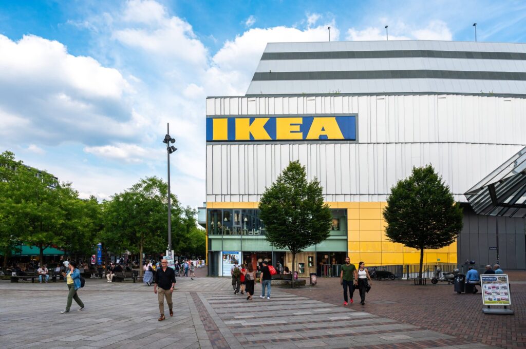 A shopping street with an Ikea store, Hamburg, Germany, July 19, 2024. (Reuters Photo)
