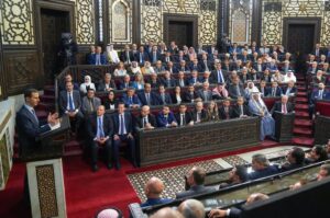 Bashar Assad addresses the regime's Parliament, Damascus, Syria, Aug. 25, 2024. (AFP Photo)