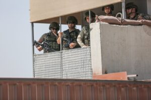 Turkish soldiers look on from a Turkish military outpost in the village of Maataram, Syria, July 23, 2021. (Reuters Photo)