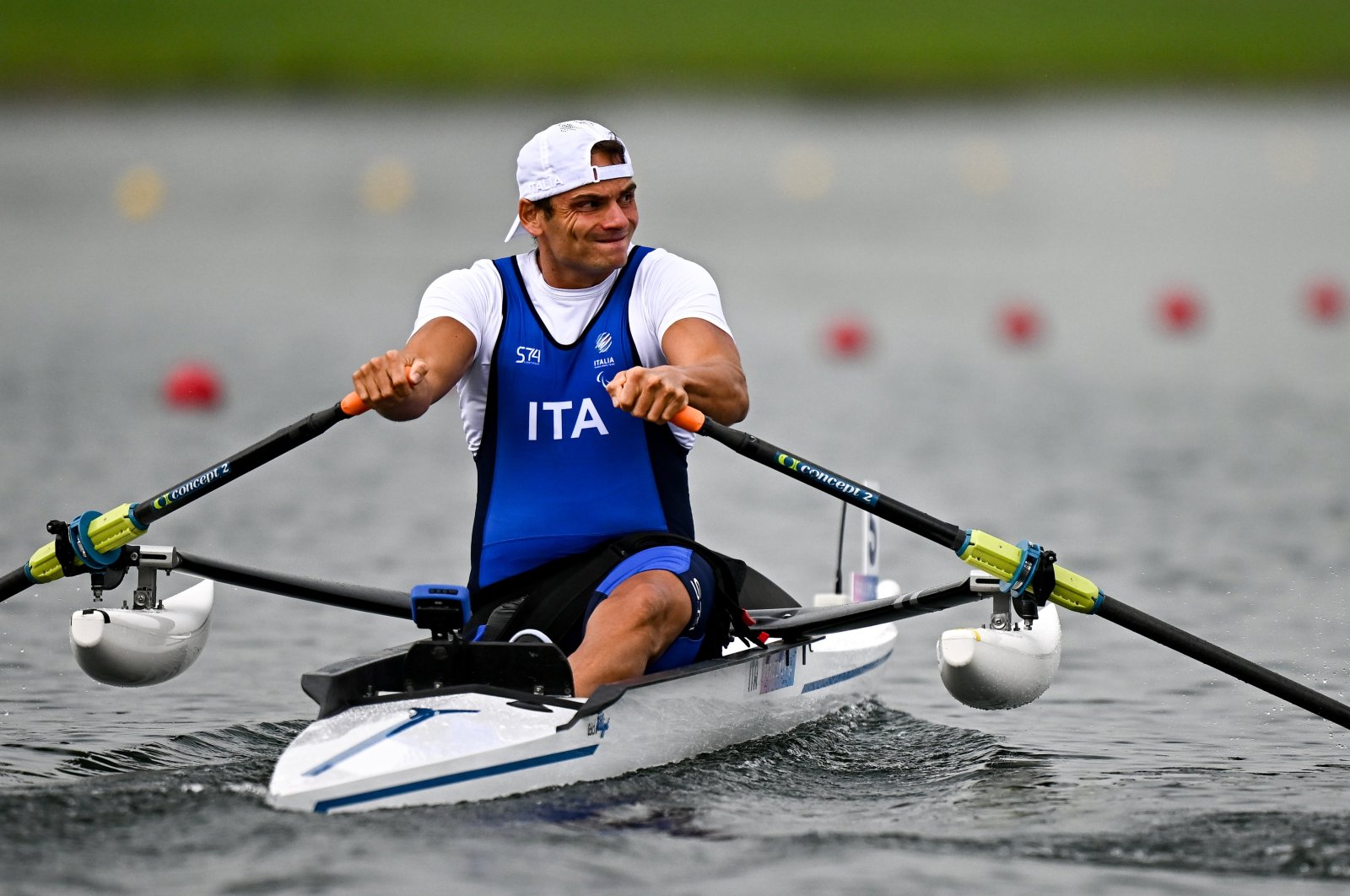 Giacomo Perini of Italy in action during the PR1 men's single sculls heats on Day 2 of the Paris 2024 Paralympic Games at Vaires-sur-Marne Nautical Stadium, Paris, France, Aug. 30, 2024. (Getty Images Photo)