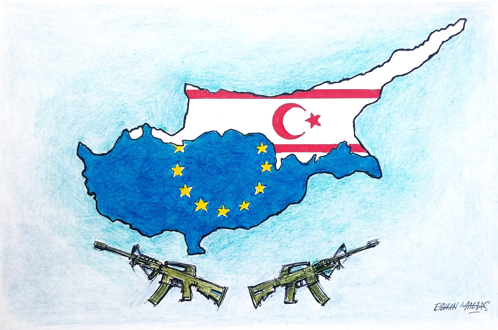 Turkish Cypriots must stop being sidelined, while Western imperialism can no longer steer Cyprus's destiny. (Illustration by Erhan Yalvaç)