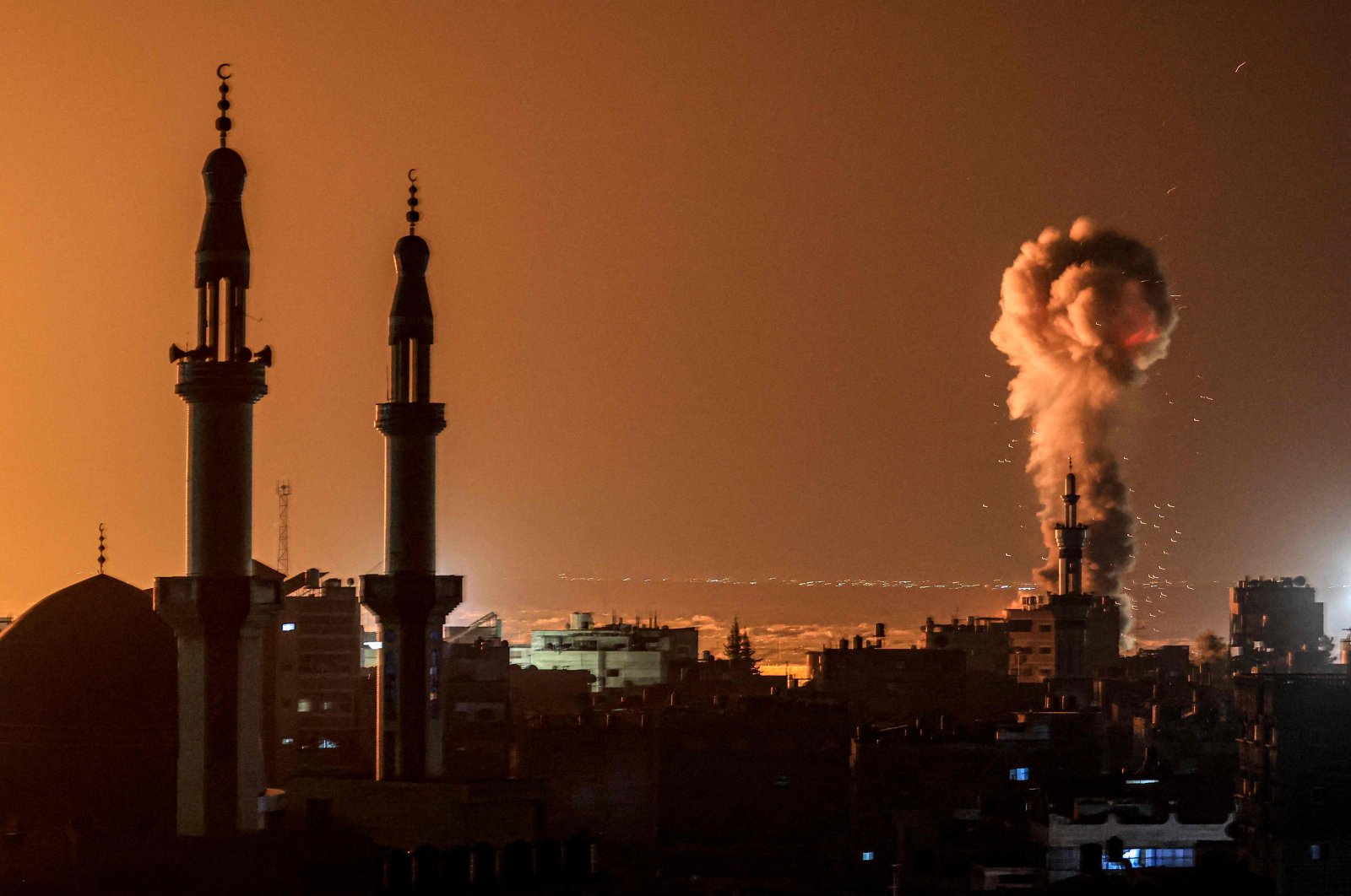 In a photo taken by AFP photographer Mahmud Ham, smoke billows during a deadly Israeli bombardment in Rafah on the southern Gaza Strip, Palestine, Feb. 6, 2024. (AFP Photo)