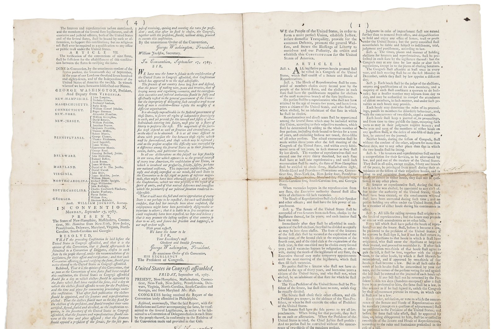 A 1787 copy of the U.S. Constitution that will be put up for auction on Sept. 28 at Bruck Auctions in Asheville, N.C., is seen in this photo. (AP Photo)