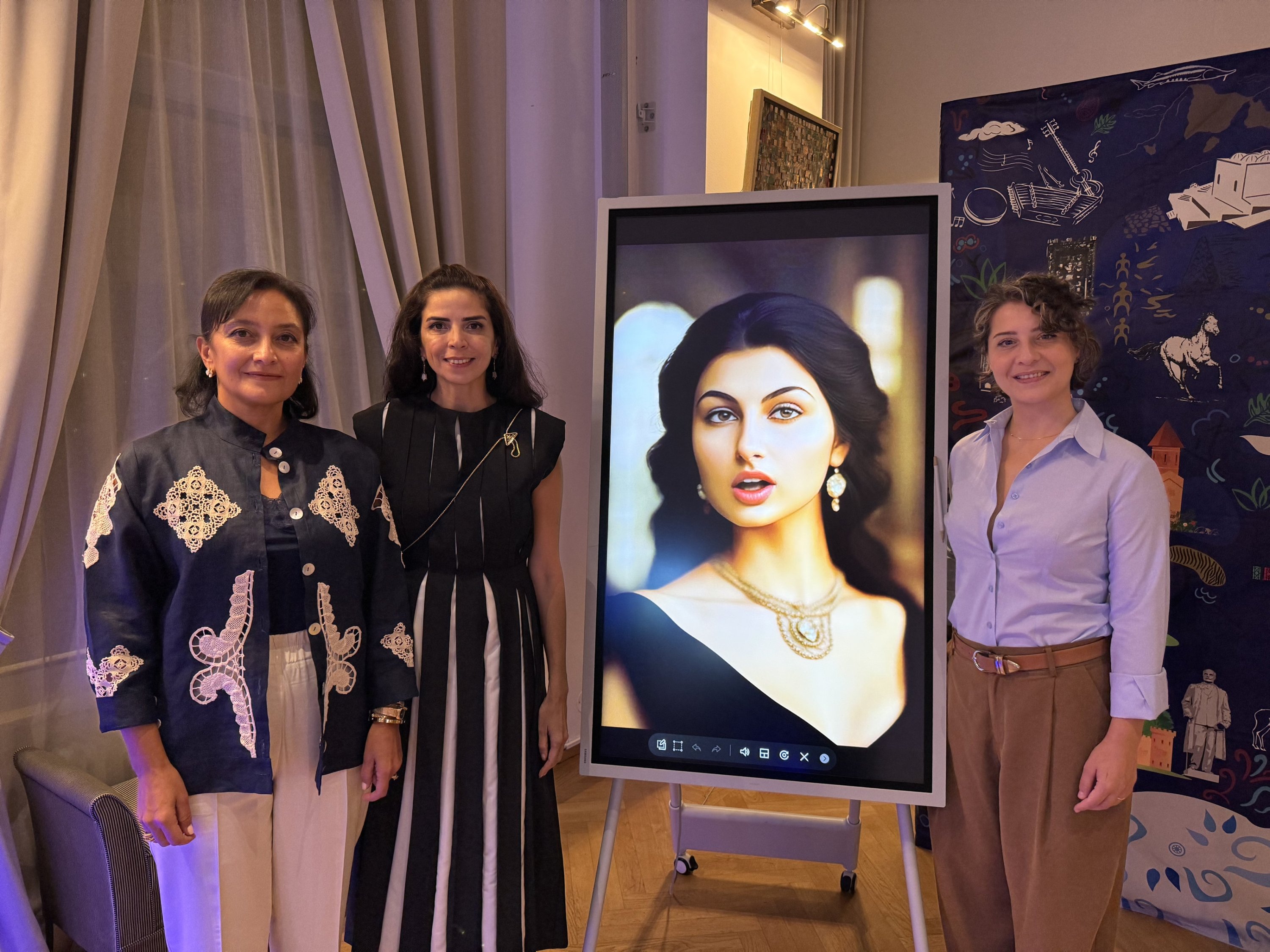 348966 Festival Director Nabat Garakhanova (L), alongside artistic director Esra Özkan and The head of the Cultural Centre, Leyla Gasimova (R), at the