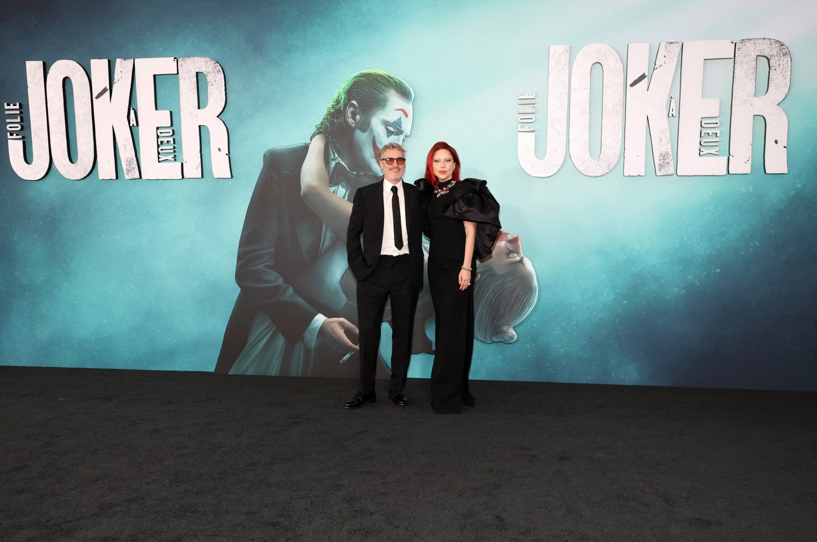 Joaquin Phoenix and Lady Gaga attend the Los Angeles Premiere of Warner Bros. Pictures "Joker: Folie a Deux" at TCL Chinese Theatre, Hollywood, California, U.S., Sept. 30, 2024. (Getty Images via AFP)