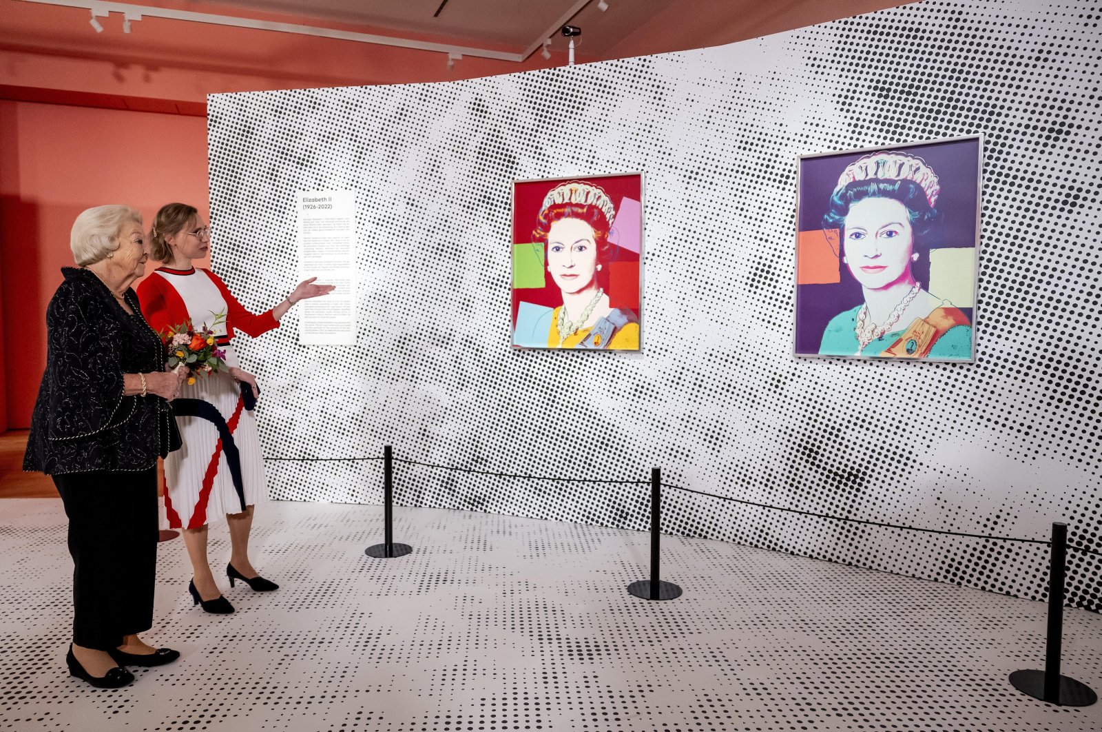 Dutch Princess Beatrix attends the opening of the exhibition "Queens" by the late American artist Andy Warhol at Paleis Het Loo, Apeldoorn, Netherlands, Oct. 10, 2024. (EPA Photo)