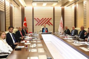 Officials meet to discuss the new partnership between the Council of Higher Education (YÖK) and Kazakhstan's Ministry of Science and Higher Education, Ankara, Türkiye, Oct. 25, 2024. (AA Photo)