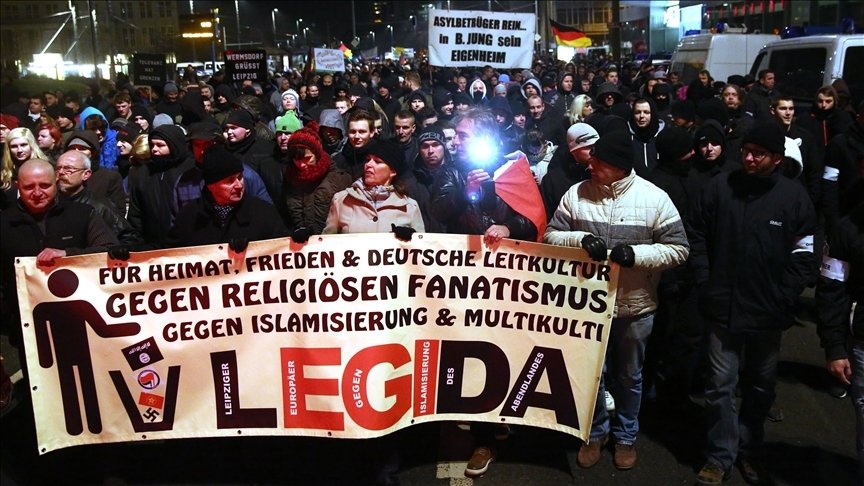 This undated picture shows anti-Muslim and anti-multiculturalism protesters in Germany. (AA Photo)