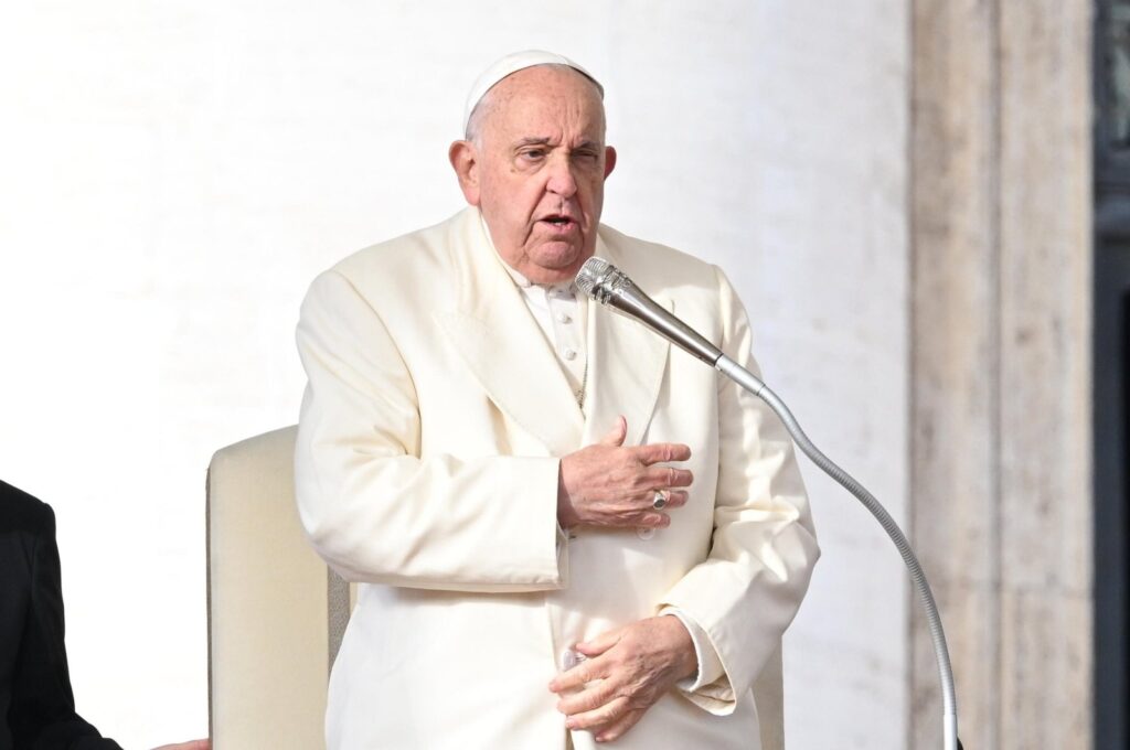 Pope Francis addresses the crowd during his weekly General Audience in Saint Peter's Square, Vatican City, Nov. 13, 2024. (EPA Photo)