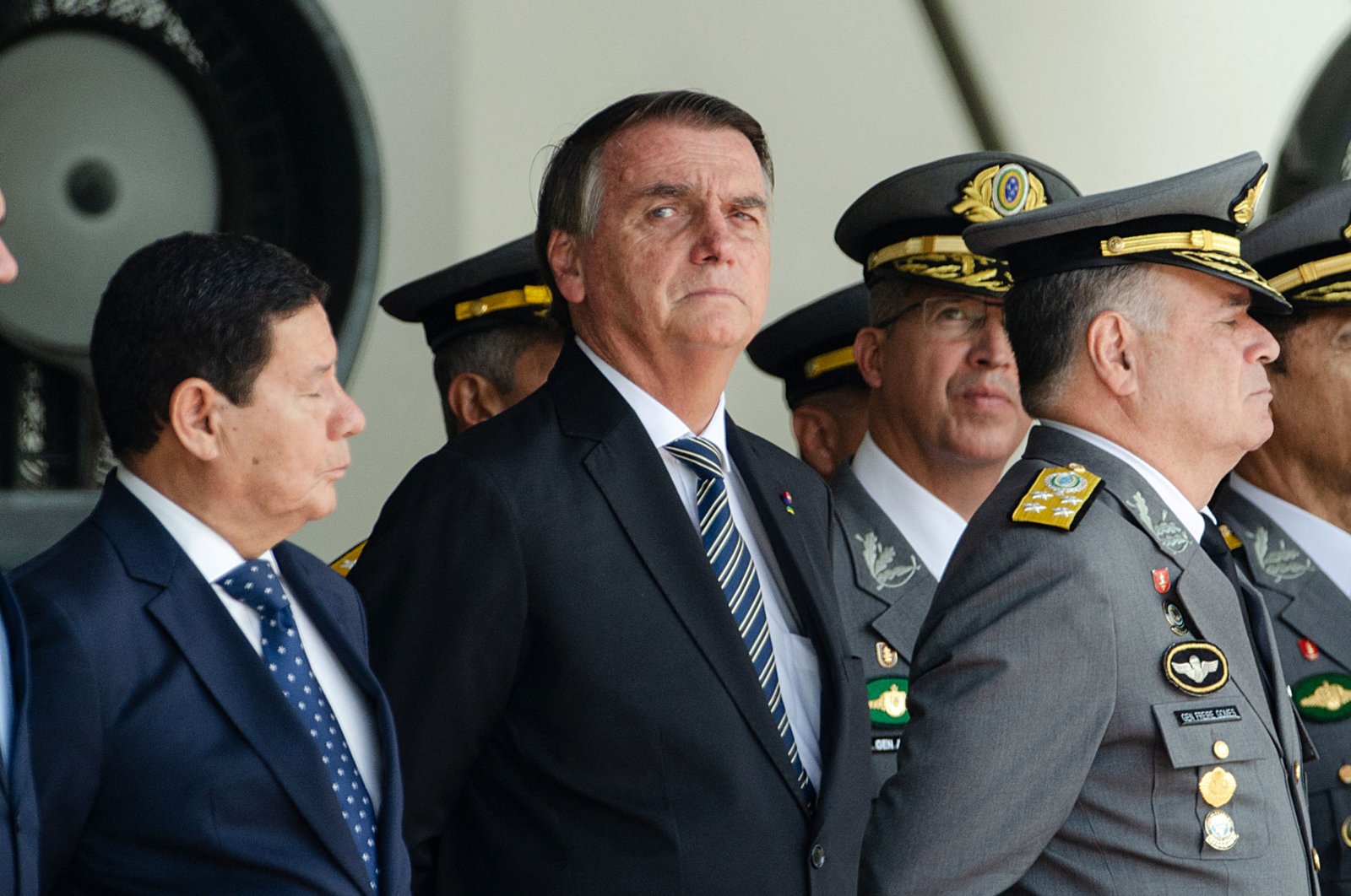 Brazil's then-President Jair Bolsonaro (C) attends a graduation ceremony for cadets at the Agulhas Negras Military Academy in Resende, Rio de Janeiro State, Brazil, Nov. 26, 2022. (AFP File Photo)