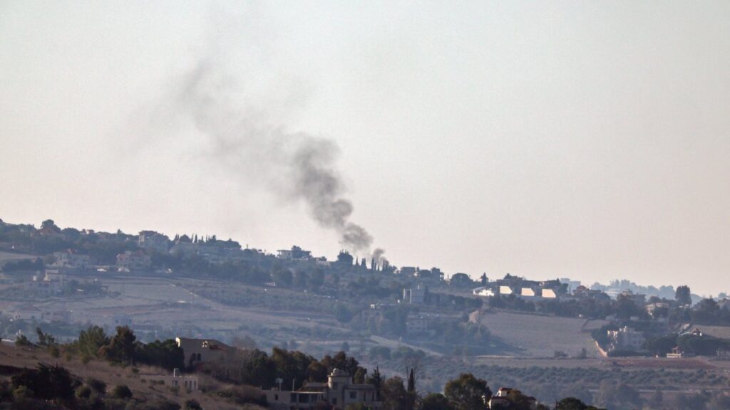 Smoke rises as a result of an Israeli airstrike near the village of Meiss el-Jabal, south Lebanon, Dec. 2, 2024. (EPA Photo)