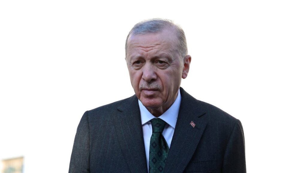 President Recep Tayyip Erdoğan speaks to reporters following Friday prayers, Istanbul, Türkiye, Dec. 6, 2024. (AA Photo)