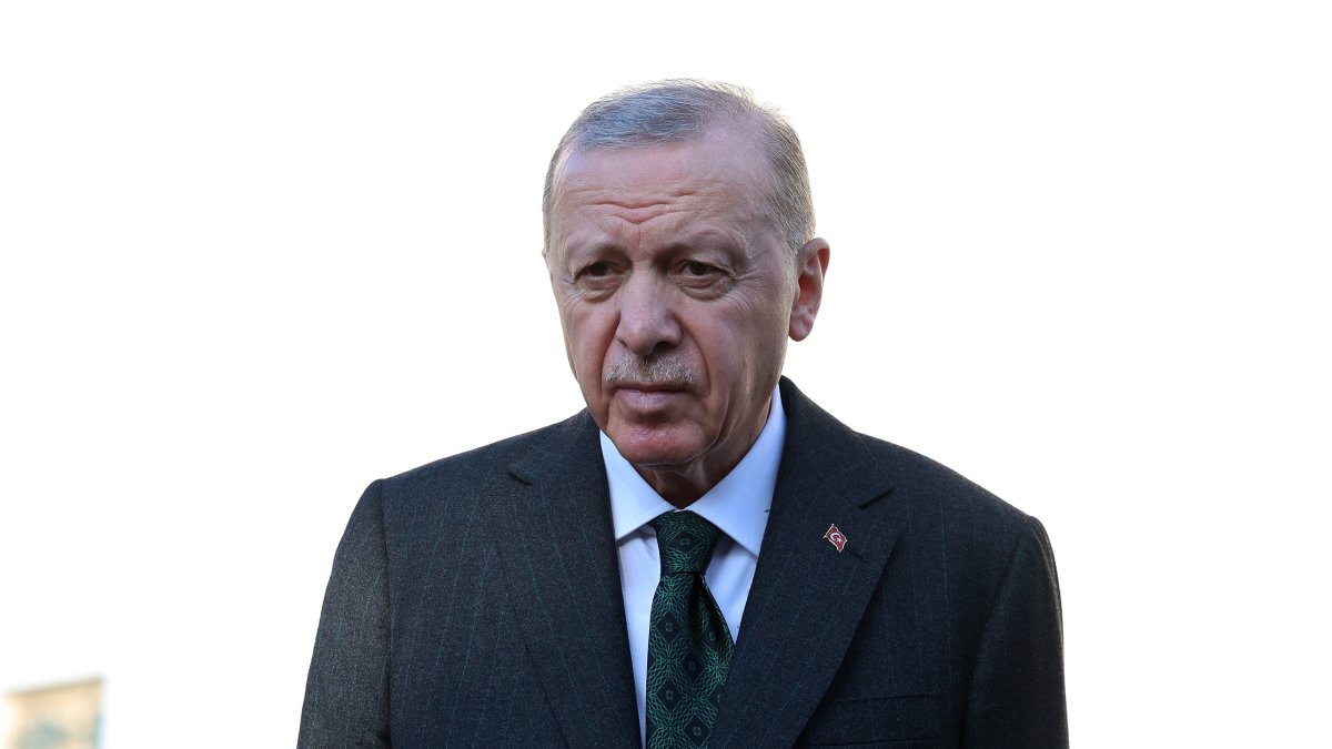 President Recep Tayyip Erdoğan speaks to reporters following Friday prayers, Istanbul, Türkiye, Dec. 6, 2024. (AA Photo)