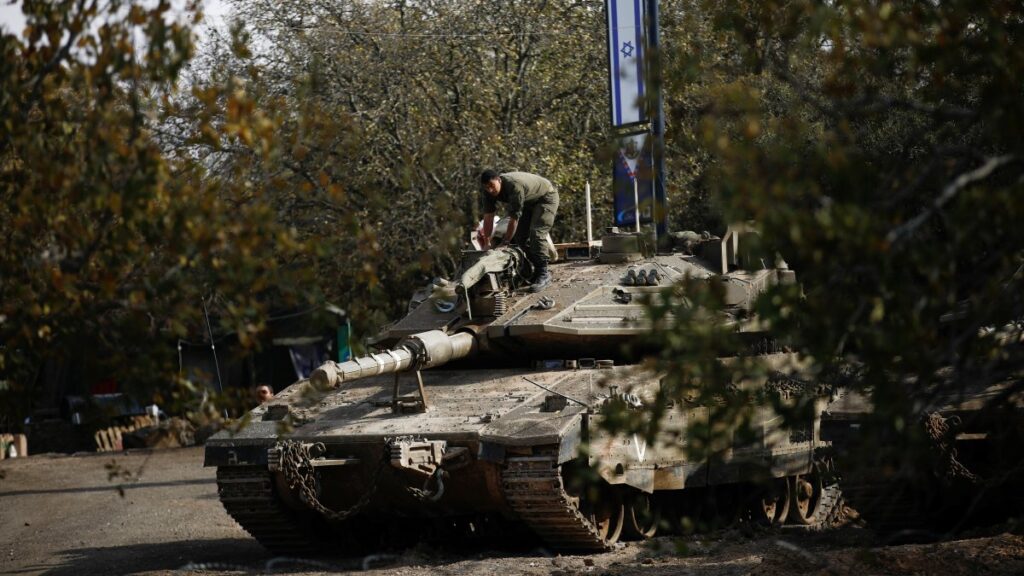 An Israeli soldier stands on a tank, near the cease-fire border between Syria and the Israeli-occupied Golan Heights, Dec. 8, 2024. (Reuters Photo)