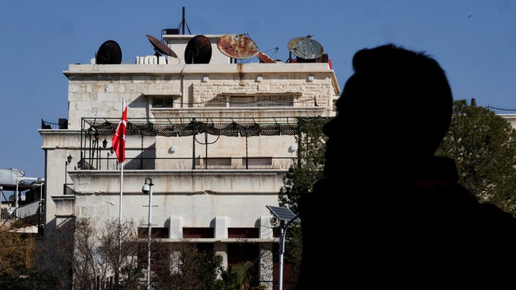 The Turkish national flag is raised at the Turkish Embassy after the ousting of Syria's Bashar Assad, Damascus, Syria, Dec. 17, 2024. (Reuters Photo)