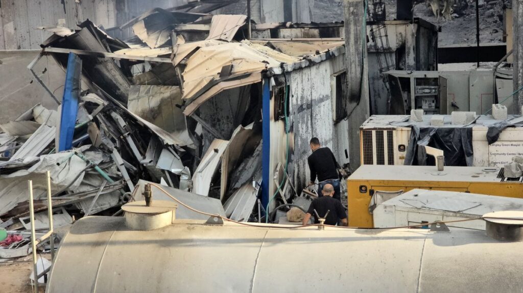 People check the damage outside the Kamal Adwan hospital after an Israeli airstrike, in Beit Lahia, northern Gaza Strip, Palestine, Dec. 6, 2024. (AFP Photo)