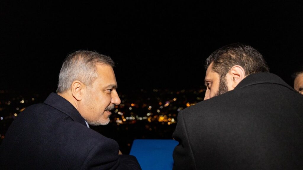 Foreign Minister Hakan Fidan (L) meets with leader of the Syria new government Ahmed al-Sharaa, Damascus, Syria, Dec 22, 2024. (Reuters Photo)