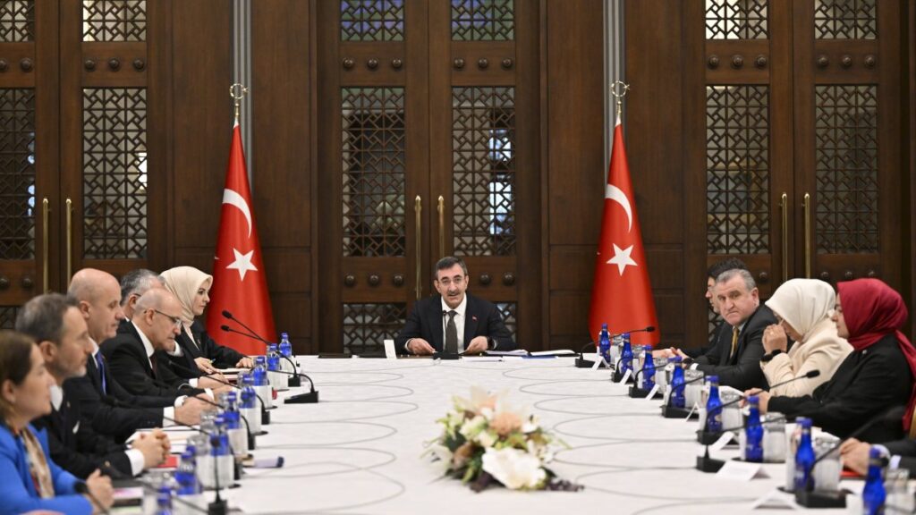 Vice President Cevdet Yılmaz chairs the first meeting of the Population Policies Board at the Presidential Complex, Ankara, Türkiye, Jan. 9, 2024. (AA Photo)