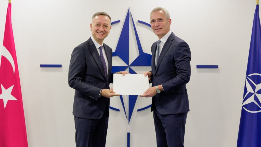 NATO Secretary-General Jens Stoltenberg meets with Zeki Levent Gümrükçü, incoming NATO Permanent Representative for Türkiye, Jan. 13, 2023. (NATO Handout)