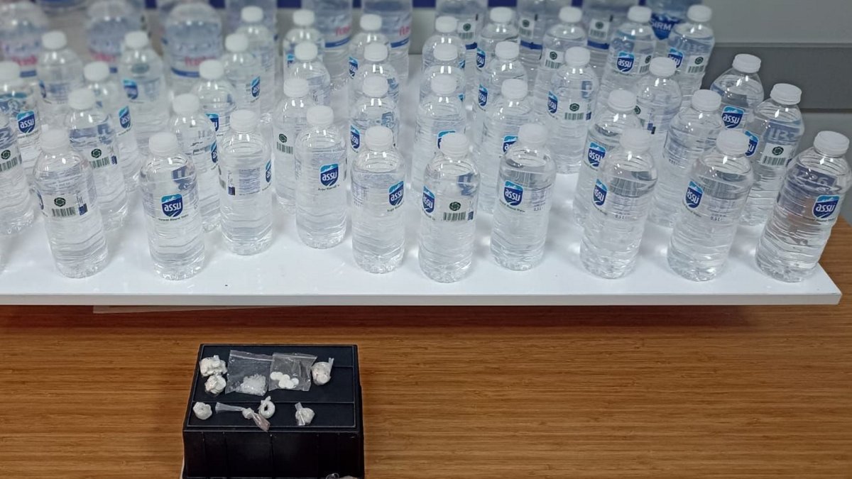 In a photo provided by the Istanbul Police Department, bootleg alcohol confiscated during operations is displayed in Başakşehir, Istanbul, Türkiye, Jan. 14, 2025. (AA Photo)