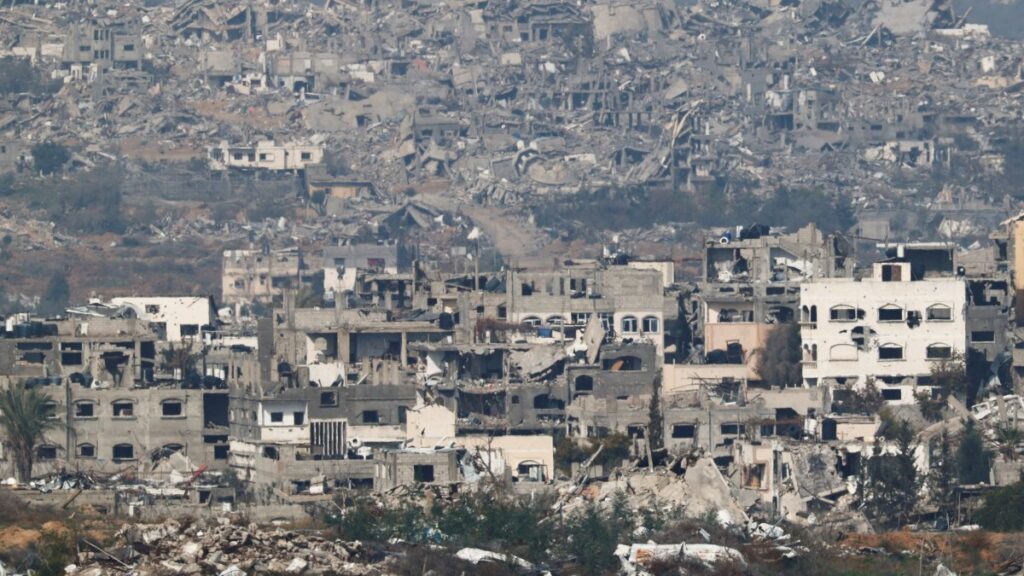 A view of damaged buildings in the northern Gaza Strip as seen from the Israeli side of the border, near Sderot in southern Israel, Jan. 15, 2025. (Reuters Photo)
