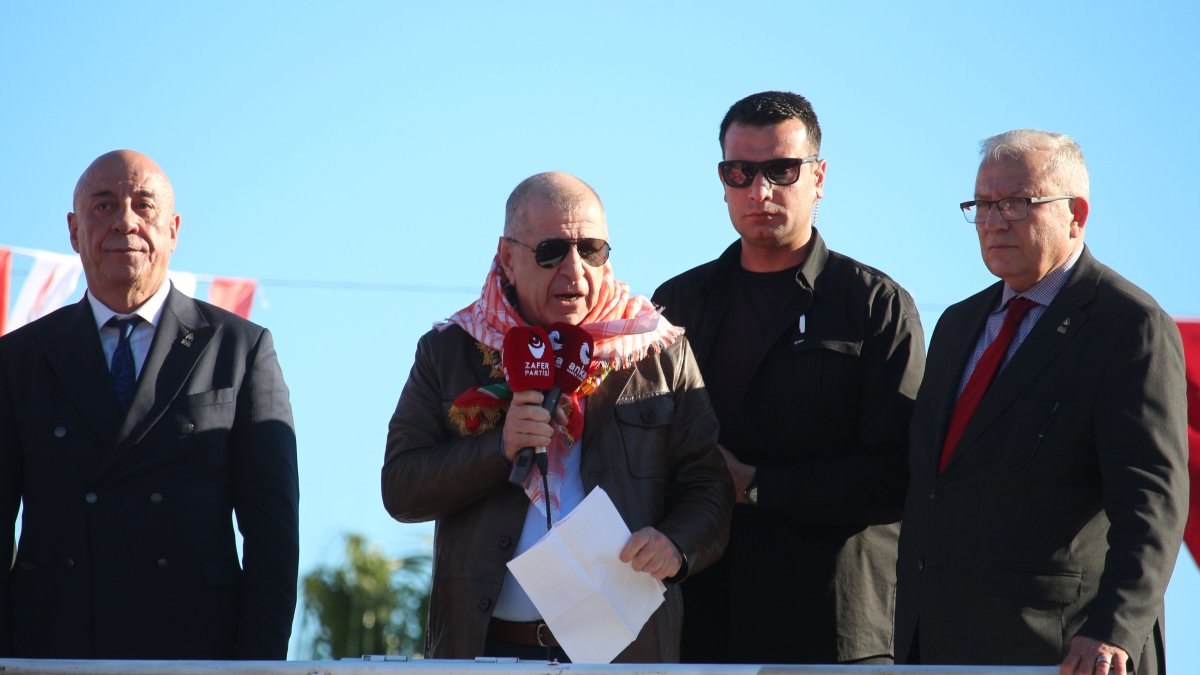 Far-right leader Ümit Özdağ speaks at an event in Antalya, southern Türkiye, Jan. 19, 2025. (DHA Photo)