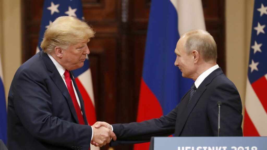 U.S. President Donald J. Trump and Russian President Vladimir Putin shake hands during a joint news conference following their summit talks at the Presidential Palace in Helsinki, Finland, July 16, 2018. (EPA Photo)