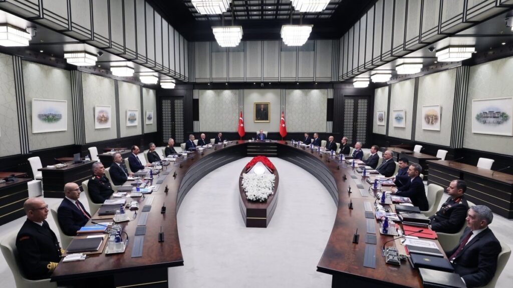 President Recep Tayyip Erdoğan chairs the National Security Council (MGK) meeting in Ankara, Jan. 22, 2025. (DHA Photo)