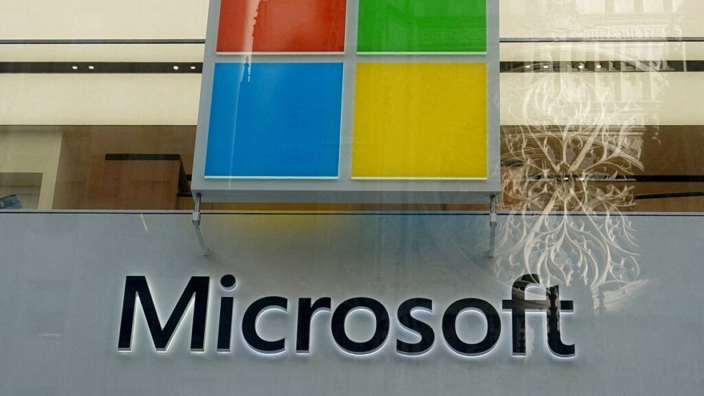 A Microsoft logo is pictured on a store in the Manhattan borough of New York City, New York, U.S., Jan. 25, 2021. (Reuters File Photo)