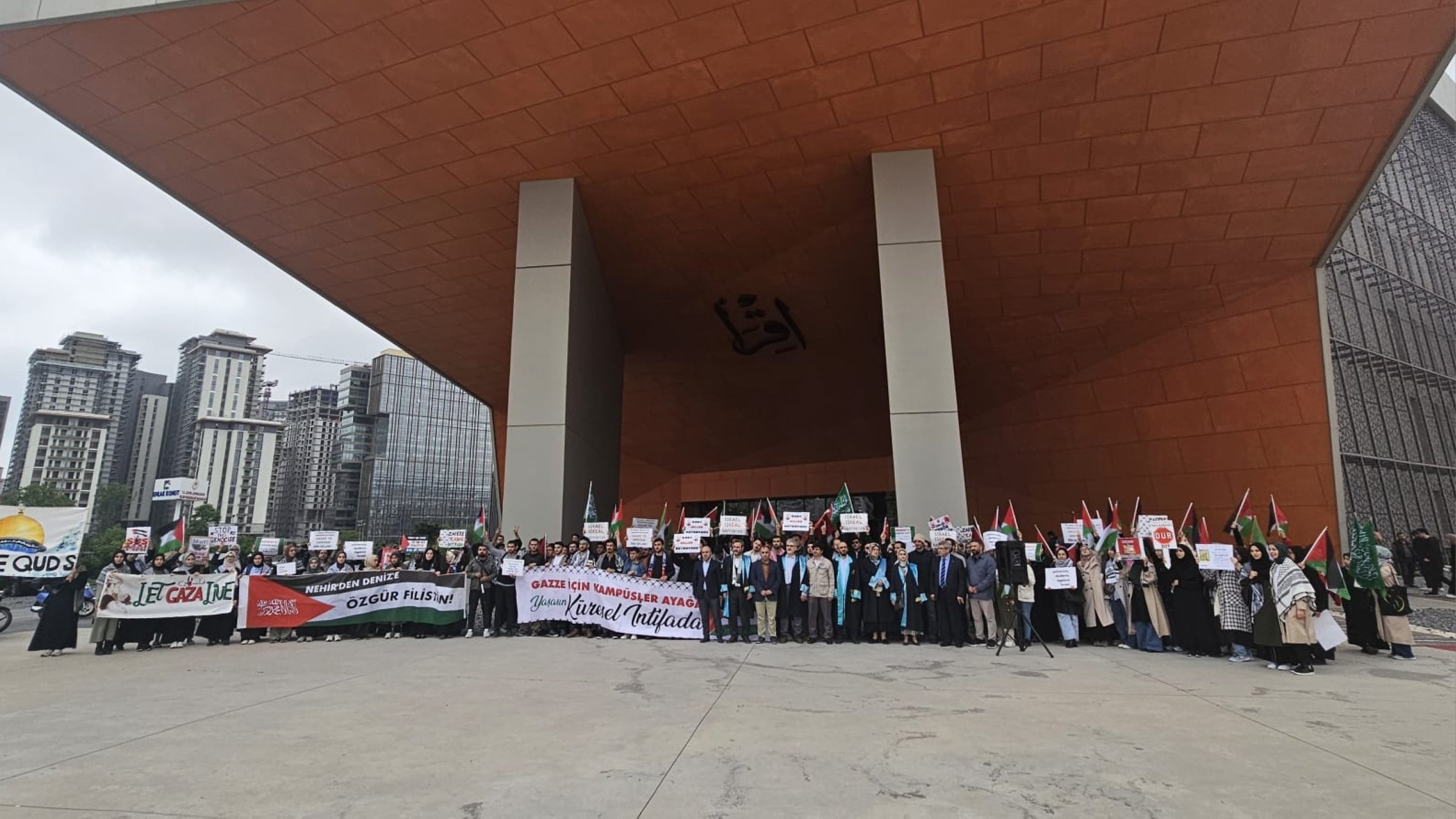 Staff and students at Medeniyet University protest Israel's genocide in Gaza, May, 15, 2024. (Medeniyet University Handout)