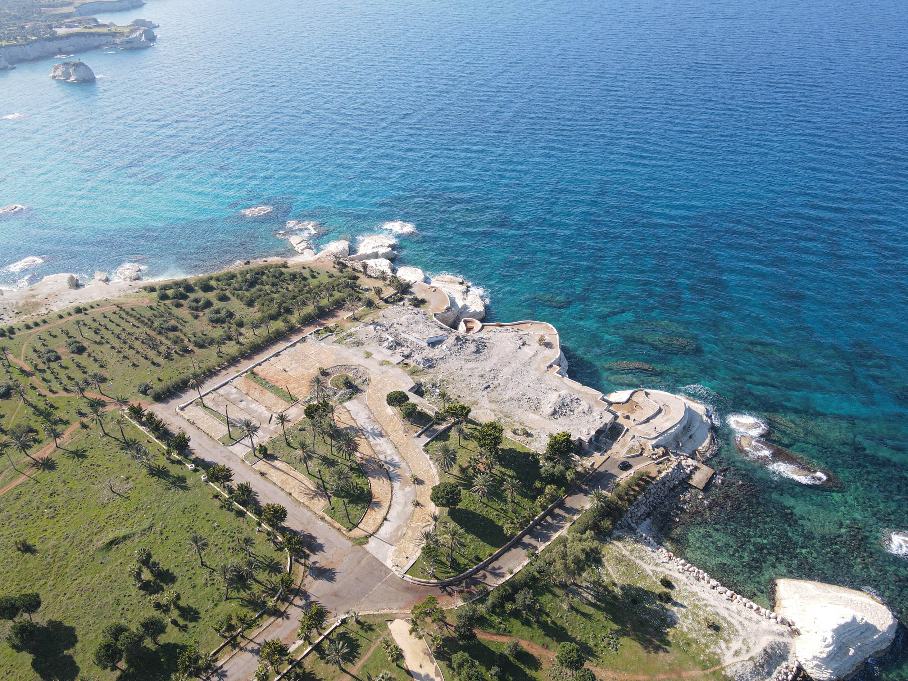 365945 An aerial shot of the foundations of a palace built by the Assad family on the coast of Latakia province, Syria, Jan. 16, 2025. (AA Photo)
