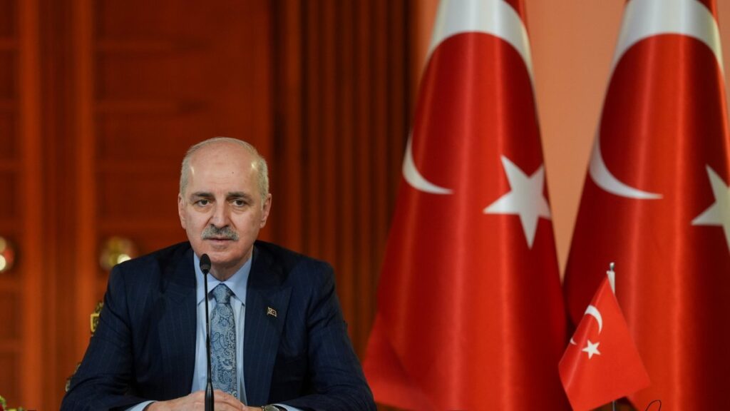 Parliamentary Speaker Numan Kurtulmuş attends an event in the capital, Ankara, Türkiye, on Feb. 6, 2025. (AA Photo)