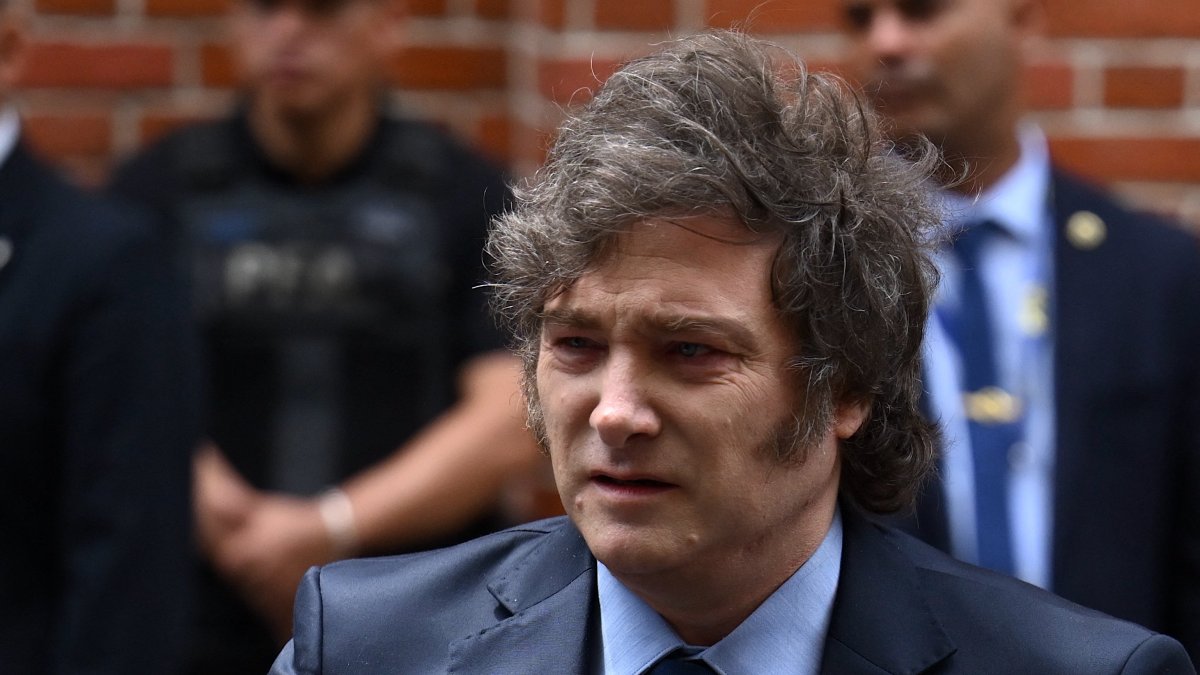 Argentina's President Javier Milei leaves the Holocaust Museum after a commemoration of International Holocaust Remembrance Day, Buenos Aires, Argentina, Jan. 27, 2025. (AFP Photo)