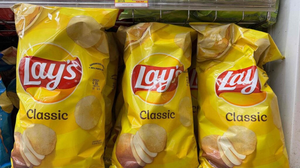 Bags of Lay's Classic potato chips are displayed at a grocery store in San Anselmo, California, U.S., Jan. 29, 2025. (AFP Photo)