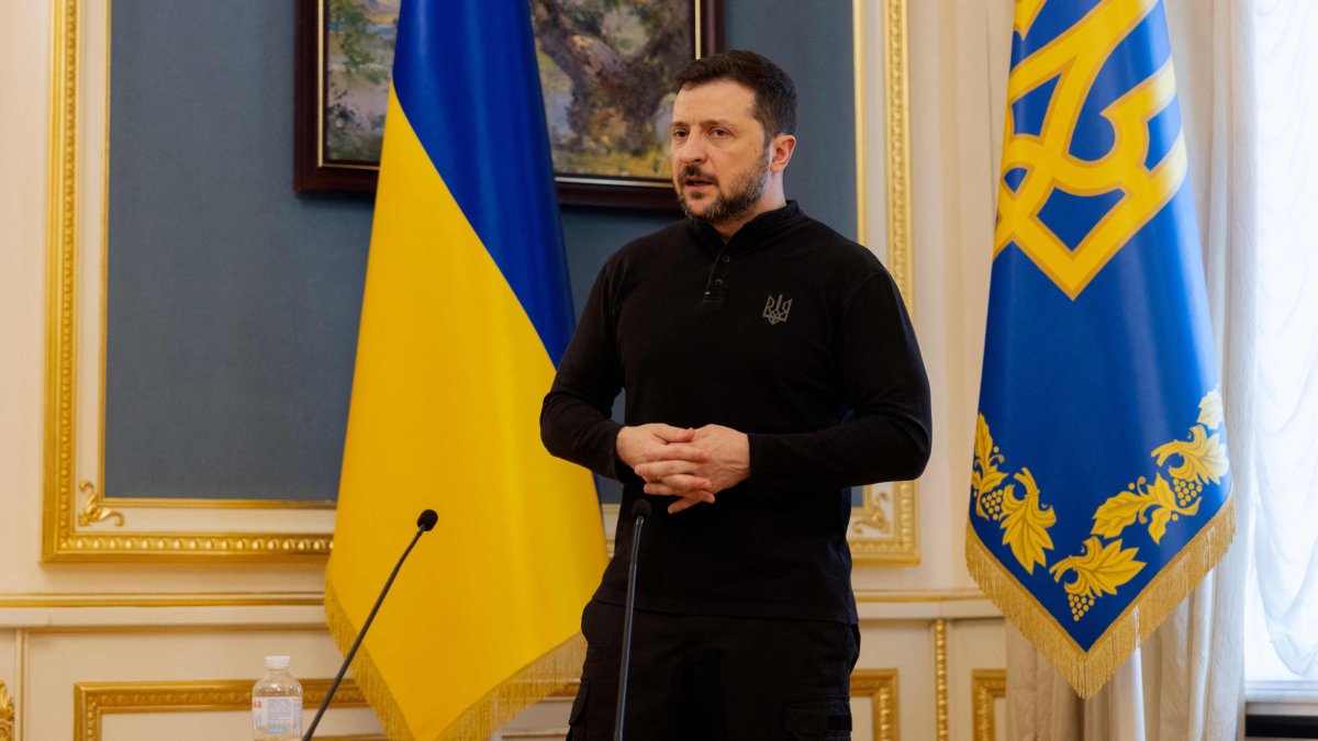 Ukraine's President Volodymyr Zelenskyy gives a press conference in Kyiv, Ukraine, Feb. 19, 2025. (AFP Photo)