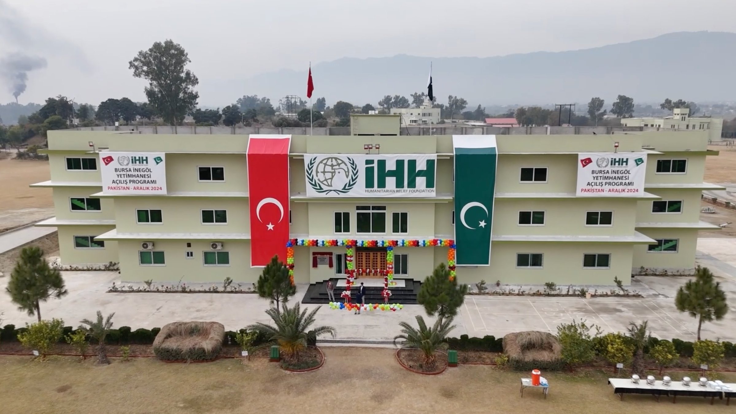 Aerial view of the Bursa Inegöl Orphanage in the Haripur Education Complex, Haripur, Pakistan, Feb. 23, 2025. (DHA Photo)
