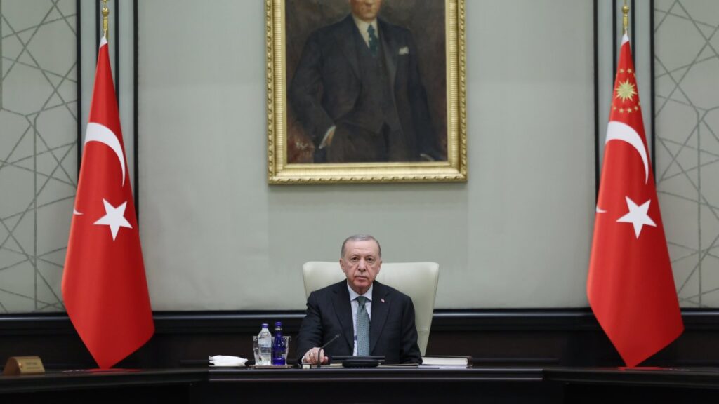 President Recep Tayyip Erdoğan chairs a cabinet meeting in the capital Ankara, Feb. 24, 2025. (AA Photo)