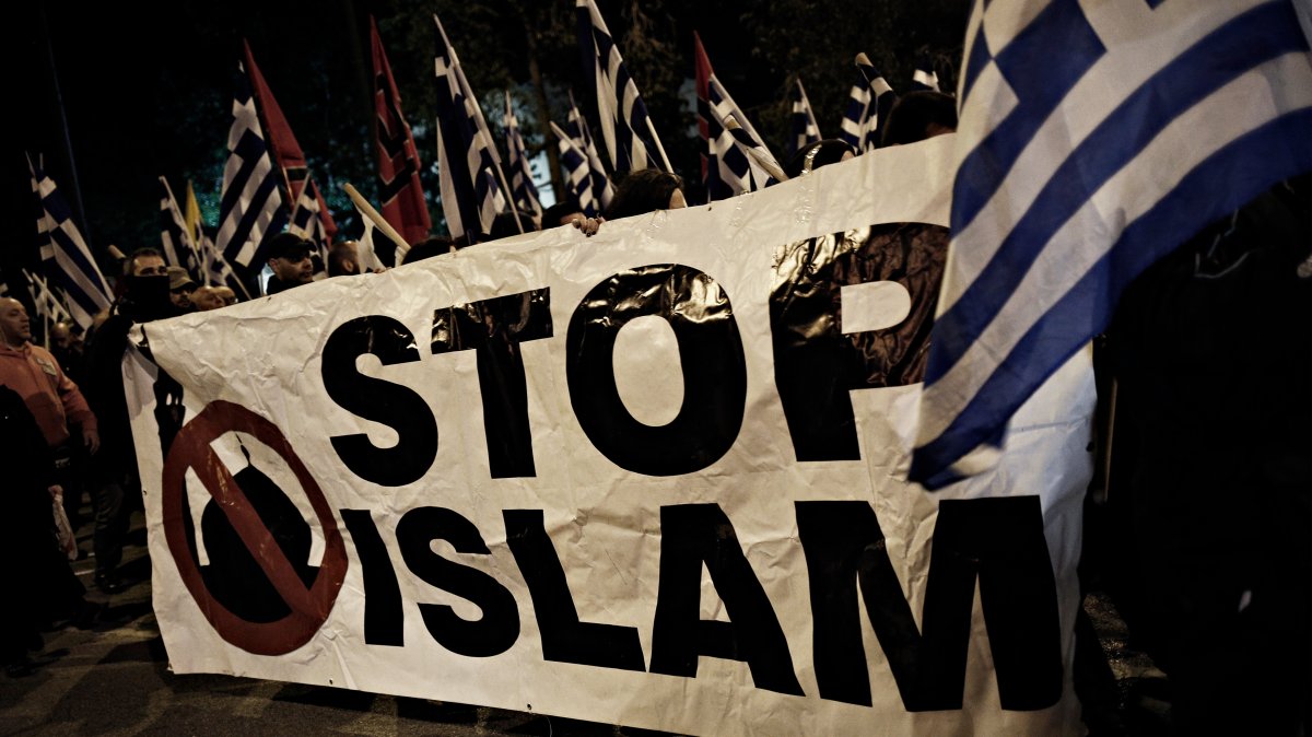 Golden Dawn supporters shout slogans during an anti-Islam protest in Athens, Greece, March 5, 2018. (Shutterstock Photo)