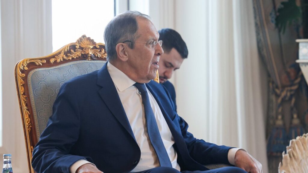 Russian Foreign Minister Sergei Lavrov seen during a meeting with the emir of Qatar in Doha, Qatar, Feb. 26, 2025. (EPA Photo)
