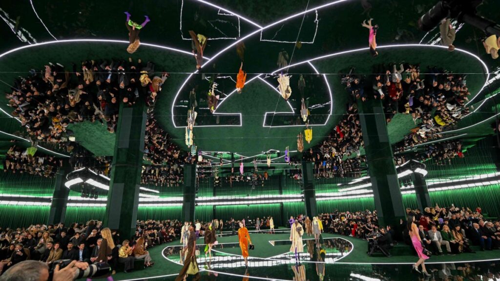 Models walk the runway during the Gucci collection show as part of the Milan Fashion Week Womenswear Autumn/Winter 2025/2026, Milan, Italy, Feb. 25, 2025. (AFP Photo)