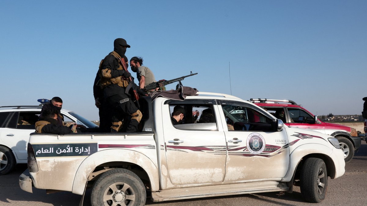 Syrian army personnel travel in a military vehicle, Aleppo, Syria, March 7, 2025. (Reuters Photo)