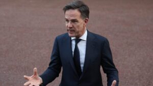 NATO Secretary General Mark Rutte speaks to the press as he departs Lancaster House following a summit on Ukraine, London, Britain, March 2, 2025. (EPA Photo)