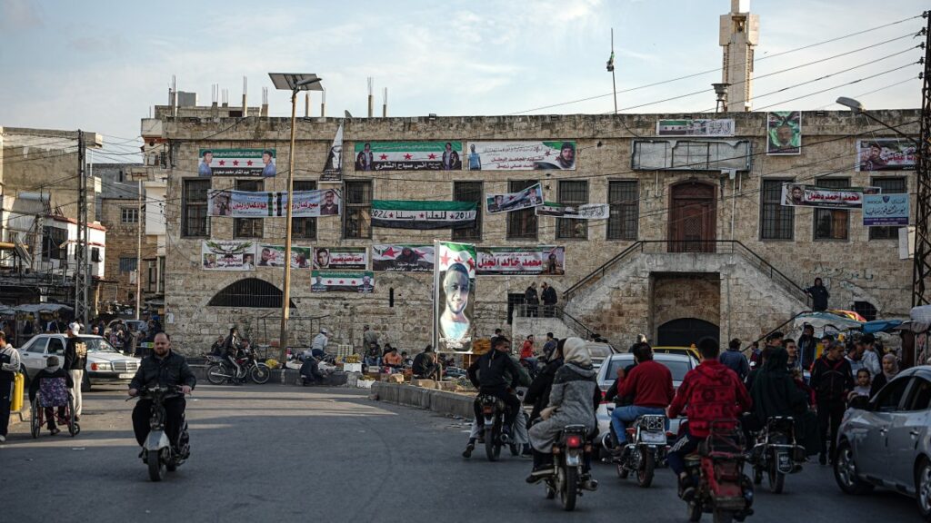 Syrians ride motorbikes on a street following violence that occurred in the previous days during clashes between government forces and supporters of the former Assad regime, in Jableh town of Latakia, Syria, March 9, 2025. (EPA Photo)