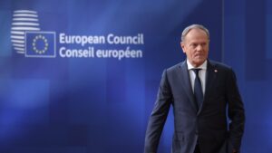 Polish Prime Minister Donald Tusk arrives at a European Council meeting, Brussels, Belgium, March 6, 2025. (EPA Photo)
