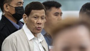 Former Philippine President Rodrigo Duterte seen at the House of Representatives in Quezon City, Metro Manila, Philippines, Nov. 13, 2024. (EPA Photo)