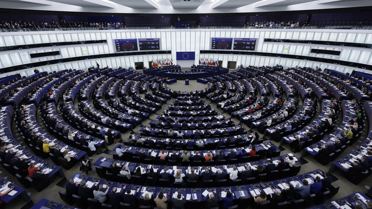 Members of the parliament during a voting session at the European Parliament in Strasbourg, France, March 12, 2025. (EPA Photo)